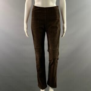 EQUESTRIAN DESIGNS Size 2 Brown Suede Straight Casual Pants